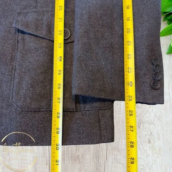 TASSO ELBA Blazer LARGE 42-44 WOOL Brown Sport Coat Two Button Jacket Brown